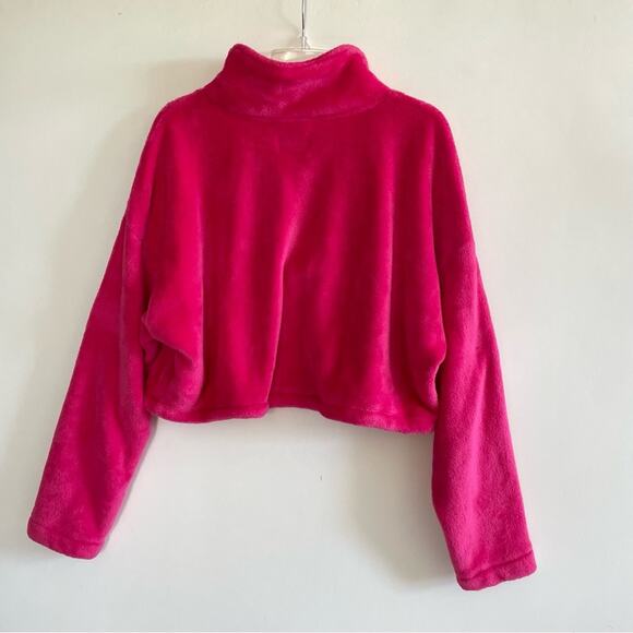 Urban Outfitters Pink Half Zip Drawstring Fleece Top - Picture 4 of 6